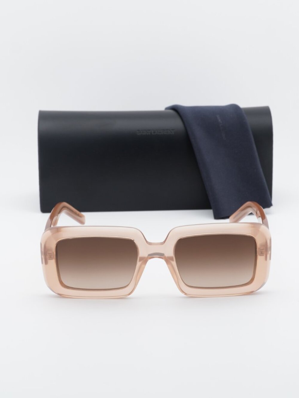 Saint Laurent SL534 SUNRISE 014 Rectangle Sunglasses - Shiny Orange/Brown - Picture 3 of 11